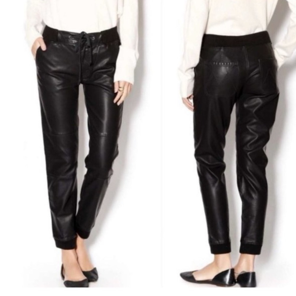 MOTHER The Champ Faux‎ Leather Jogger Pants Black Size 26